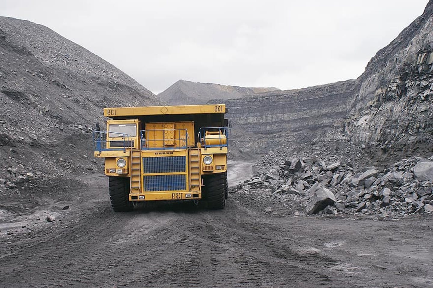 production-coal-mining-minerals-outdoor-colliery-dump-truck-belaz-day-summer-sky-mountains